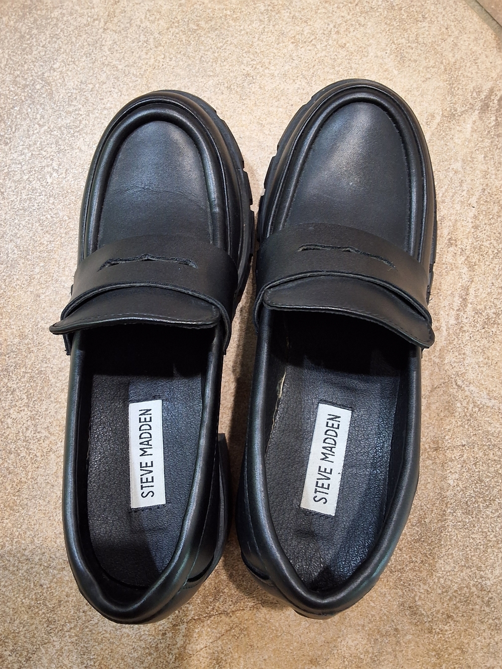 Steve Madden Chunky Platform Lug Sole Loafers Black Size 7 Womens
